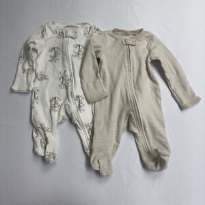 Carter's 2-Way Zipper Sleeper Kangaroo Set of 2 Cream, Beige Size Newborn